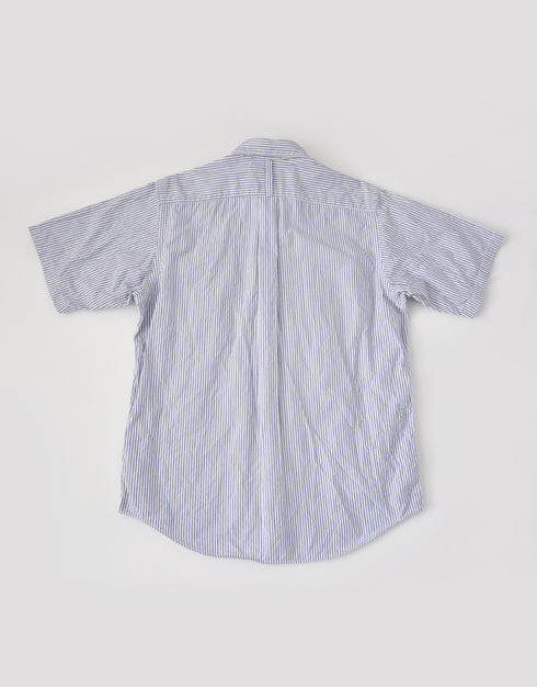 ボーダーくるみぼたんリメイク半袖シャツ