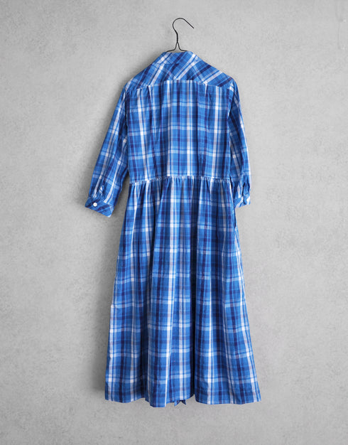 チェックのギャザーワンピース