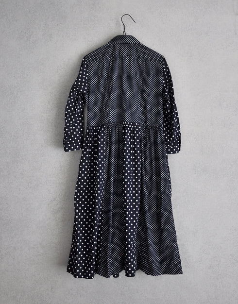 水玉のパッチワークギャザーワンピース