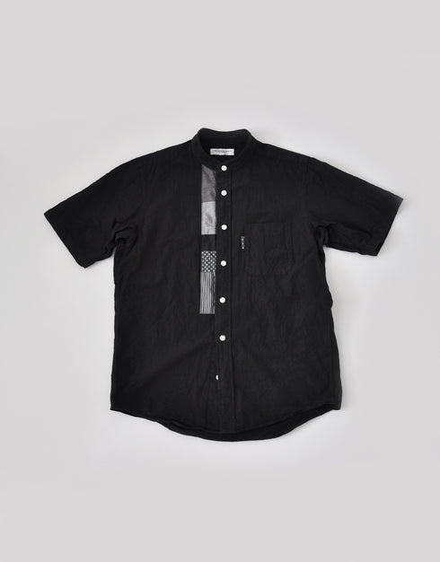 リップストップの前立てパッチ半袖シャツ