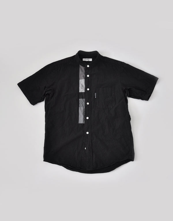リップストップの前立てパッチ半袖シャツ