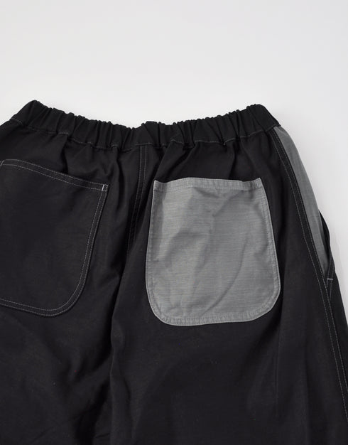 バックサテンのパッチワークパンツ