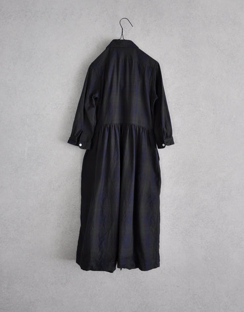 オックスチェックのギャザーワンピース