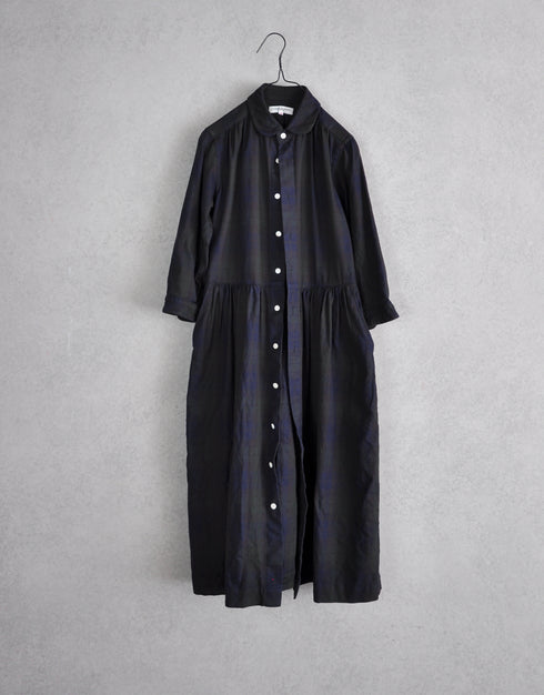 オックスチェックのギャザーワンピース