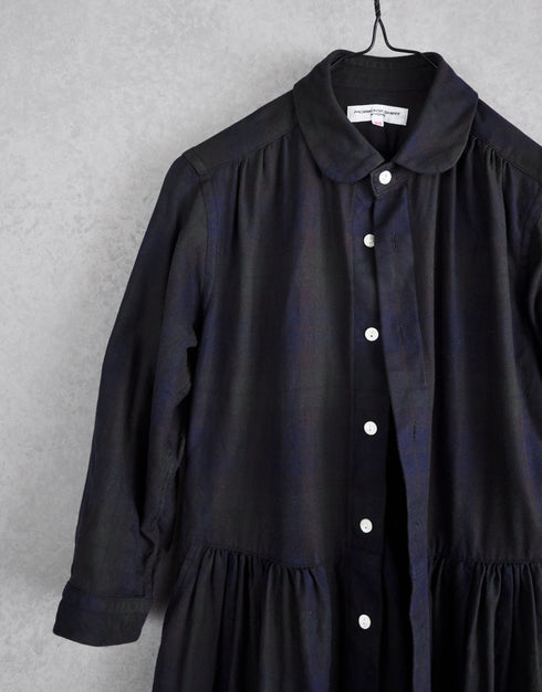 オックスチェックのギャザーワンピース