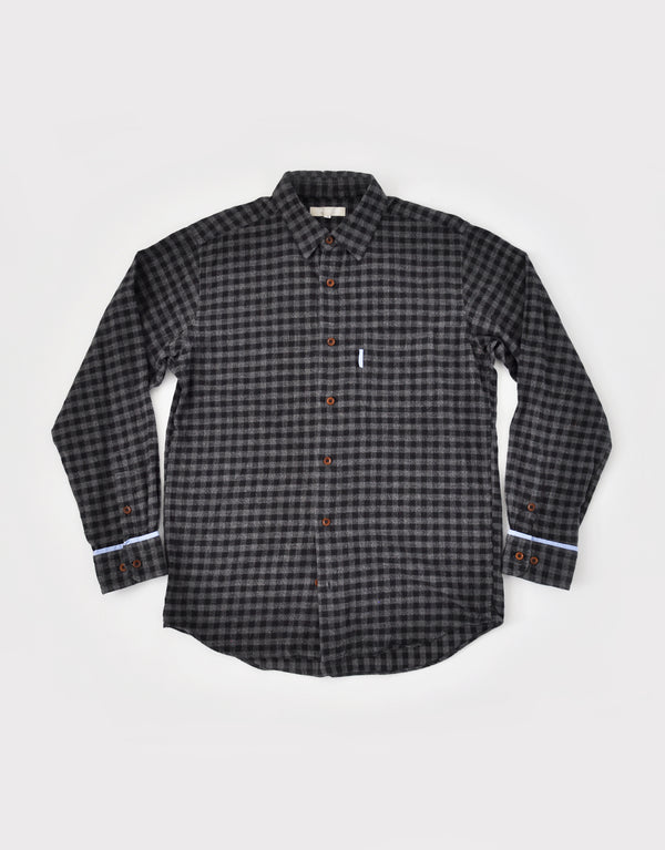 起毛ギンガムのボタンダウンシャツ