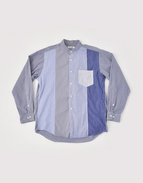 ギンガムとストライプのパッチワークシャツ