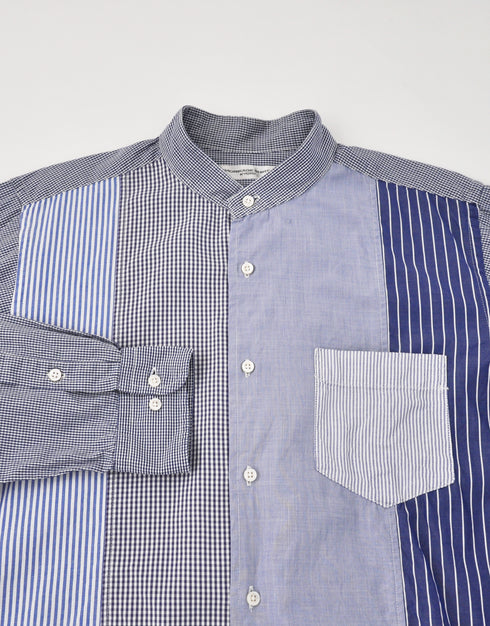 ギンガムとストライプのパッチワークシャツ