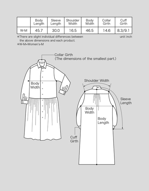 コットンウールの4ギャザーシャツドレス
