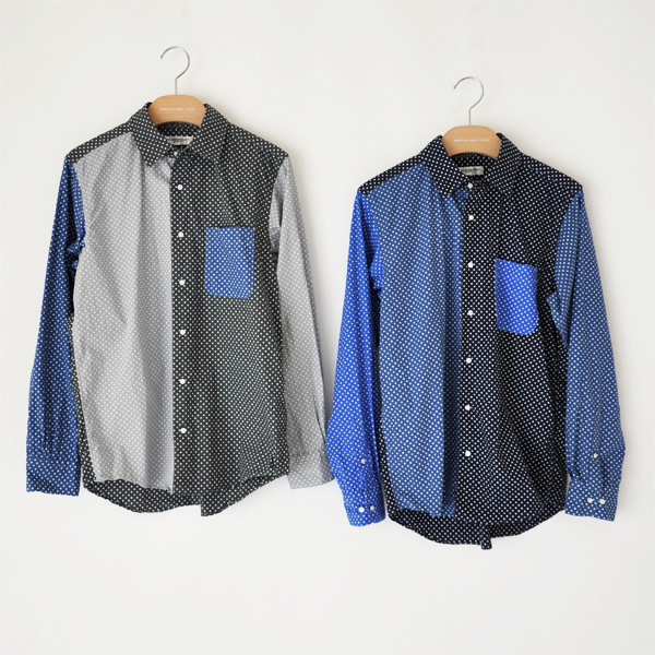 MORIKAGE SHIRT KYOTO | 三色水玉のパッチワークシャツ