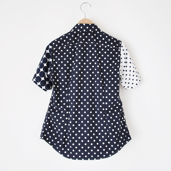MORIKAGE SHIRT KYOTO | 水玉プリントの半袖パッチワークシャツ