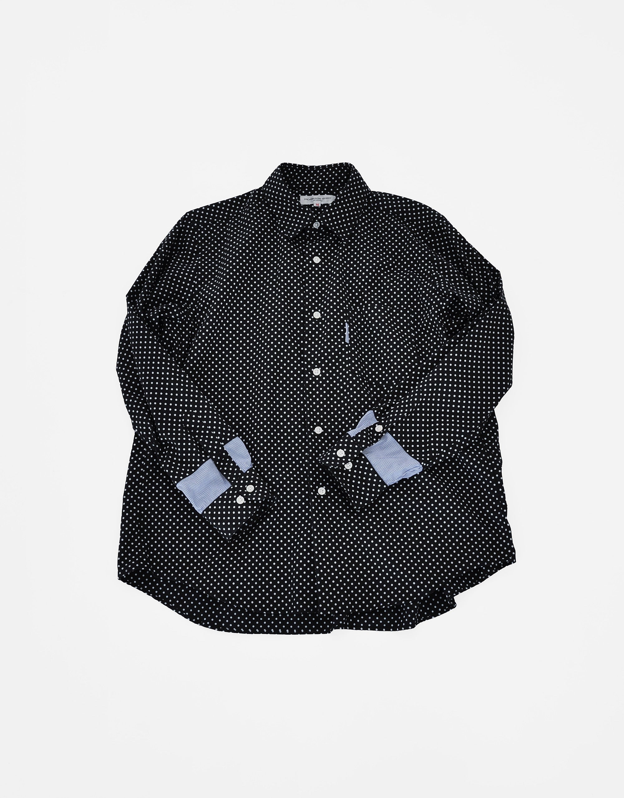 水玉柄のバックギャザー袖口切替シャツ – MORIKAGE SHIRT KYOTO