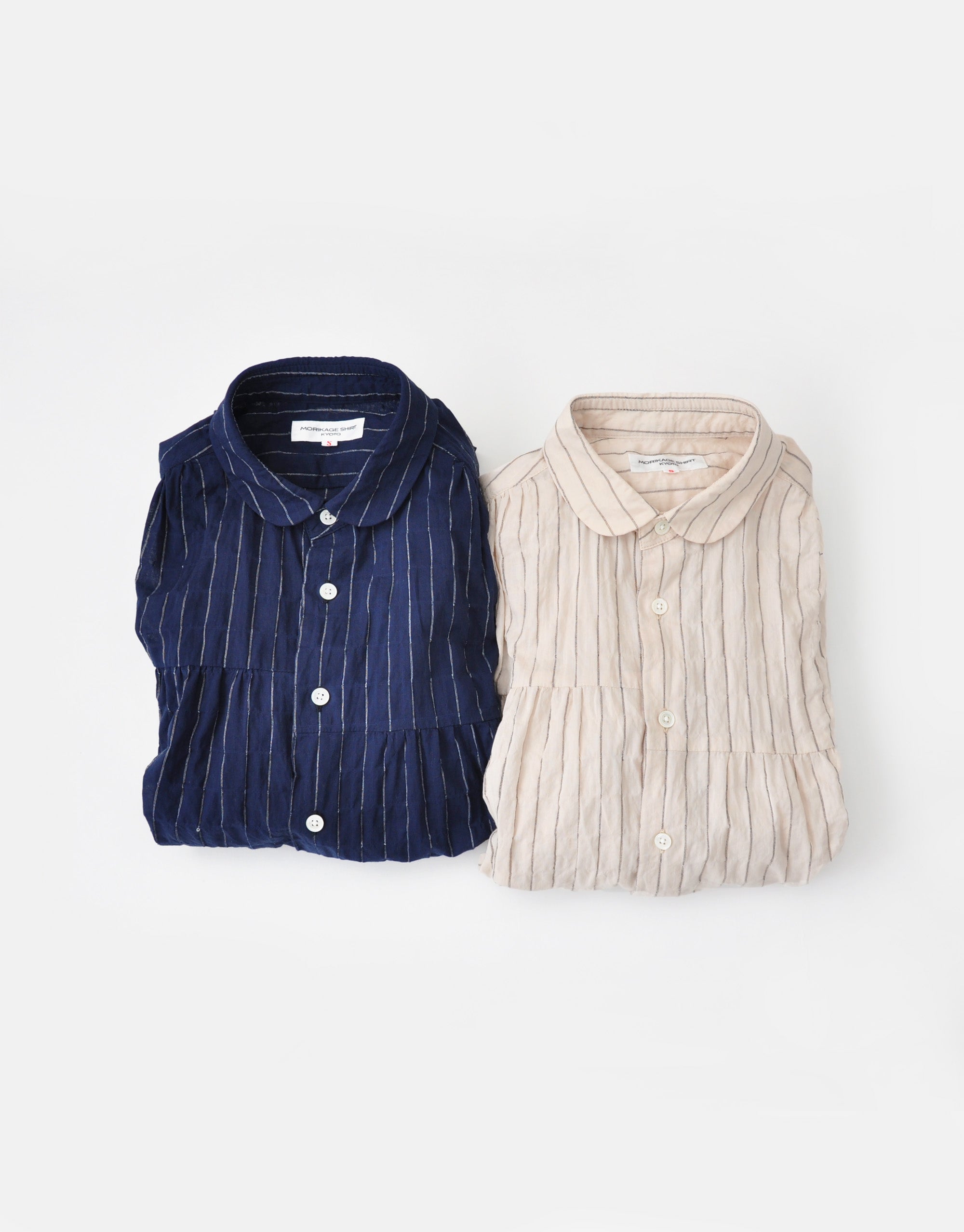 シャーリングストライプの6ギャザーシャツ – MORIKAGE SHIRT KYOTO