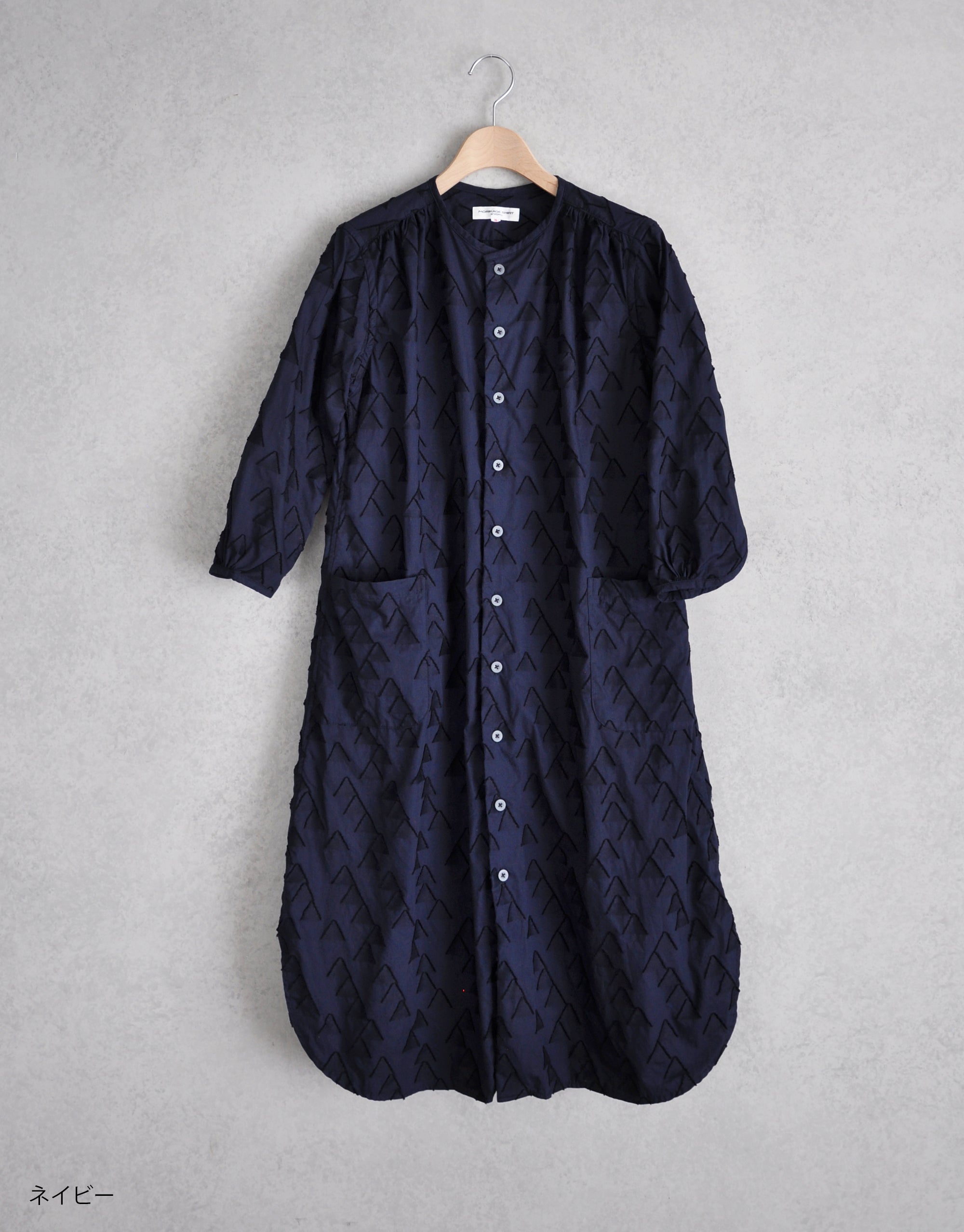 モリカゲシャツ 京都 【S】 丸襟 丸柄 ロングシャツフレアワンピース