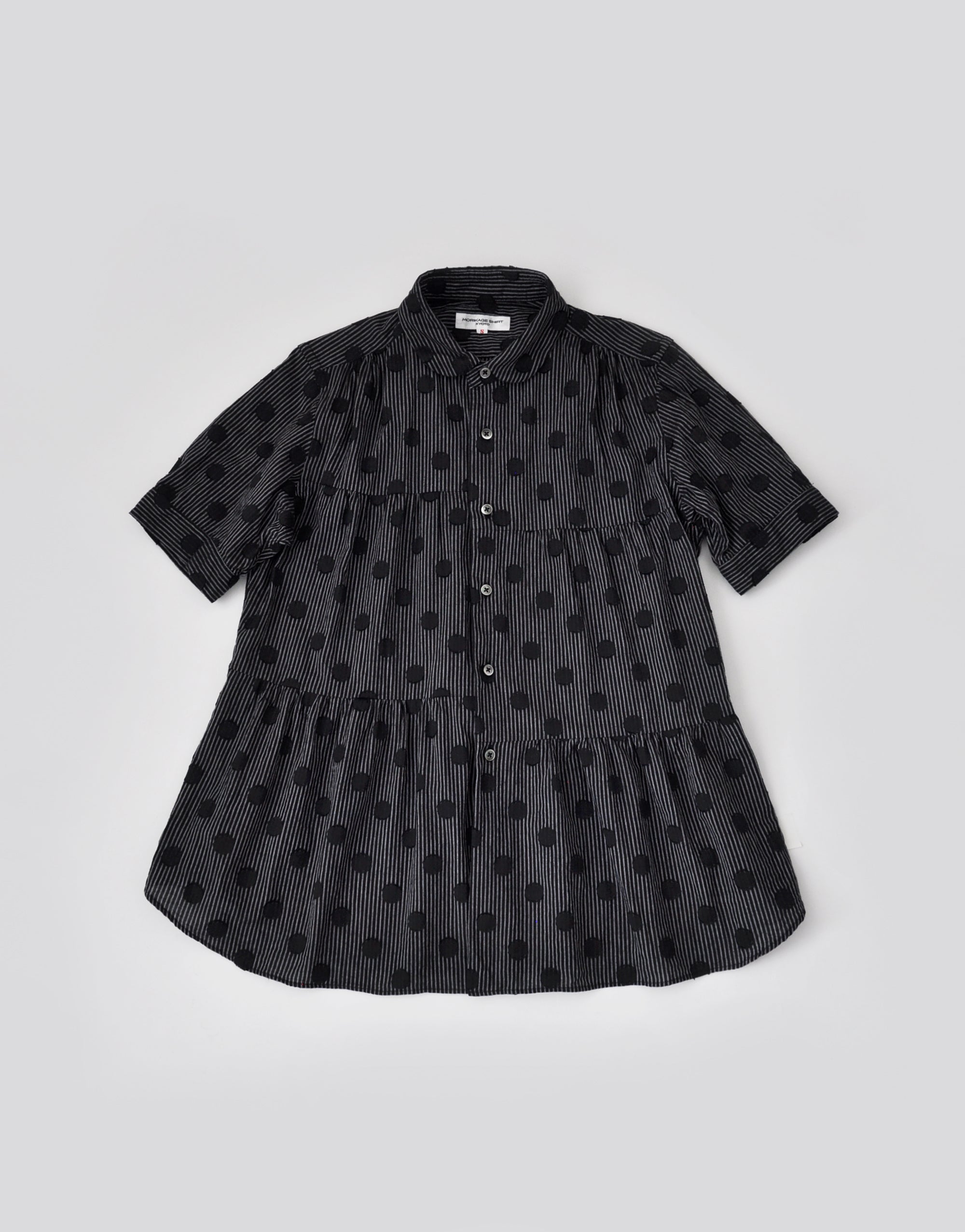水玉ジャカードの6ギャザー半袖シャツ – MORIKAGE SHIRT KYOTO